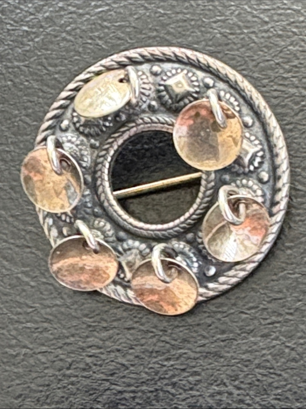 Vintage Norwegian Silver Solje discs Brooch . By Sigmund Espeland